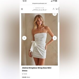 American Threads Strapless White Bow-Detail Bodycon Dress